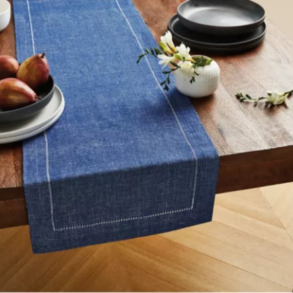 Our Table Hemstitch 90-Inch Table Runner in Sodalite Blue - Picture 1 of 3